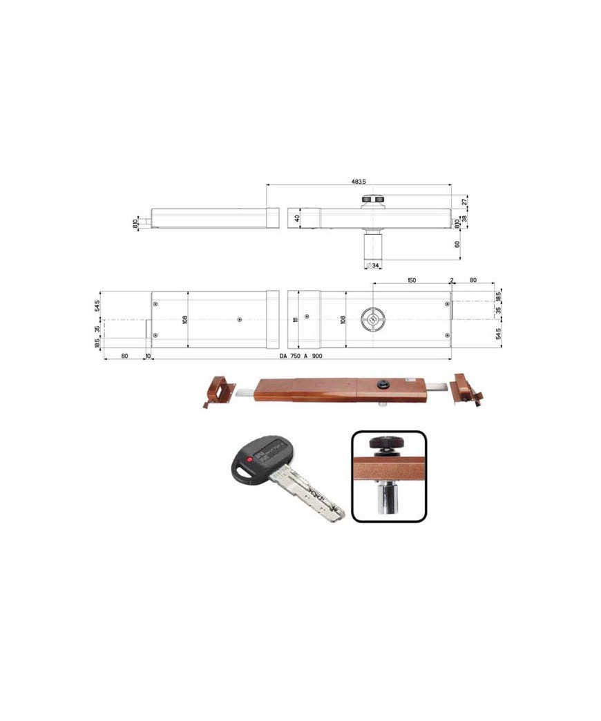 SERRATURA BASCULE SPRANGA POMPA DX   32926 MOTTURA