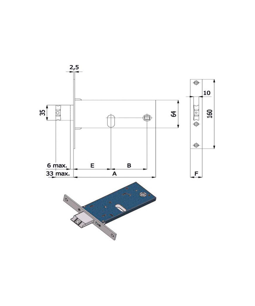 SERRATURA INF.FASCE ALL 16 E60            380 OMEC