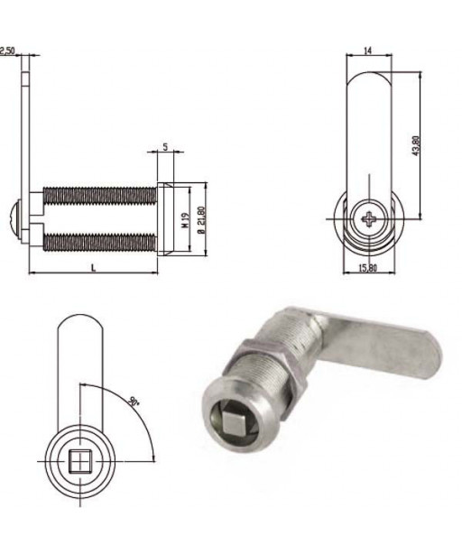 CILINDRO LEVETTA mm 20 QUADRO           162100 OMR