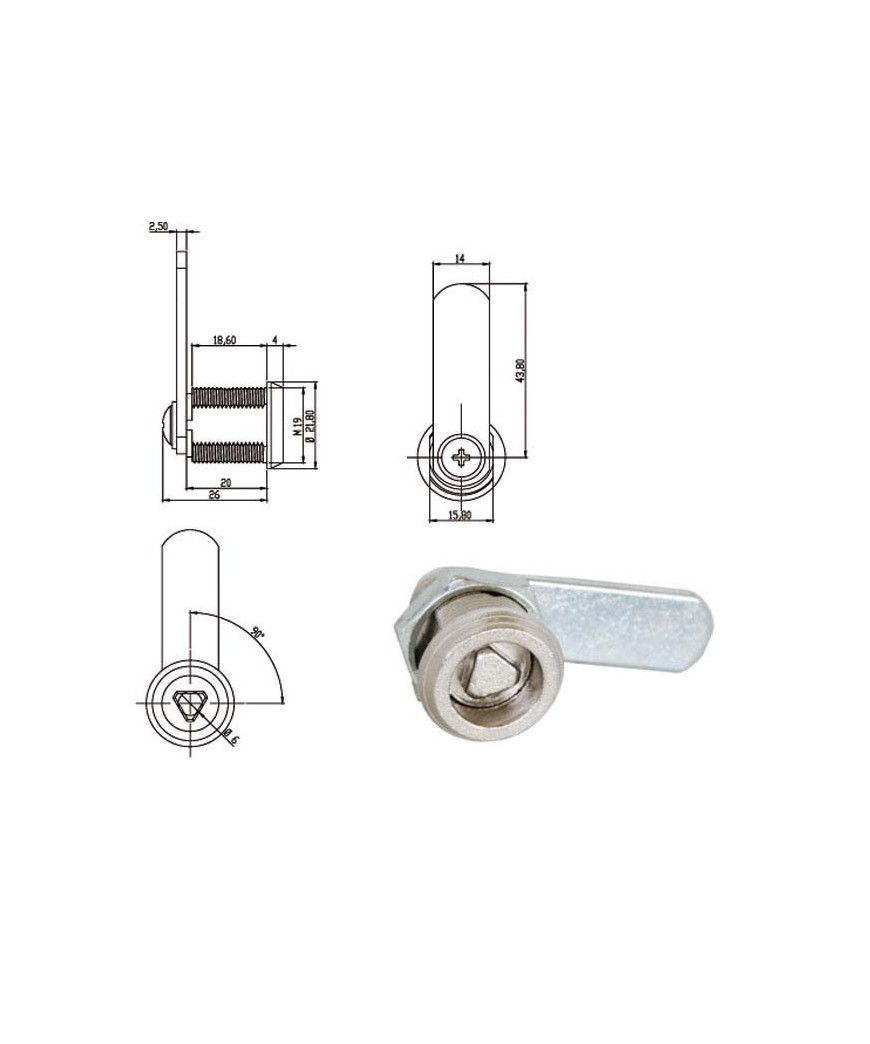 CILINDRO LEVETTA mm 20 TRIANGOLO        160010 OMR