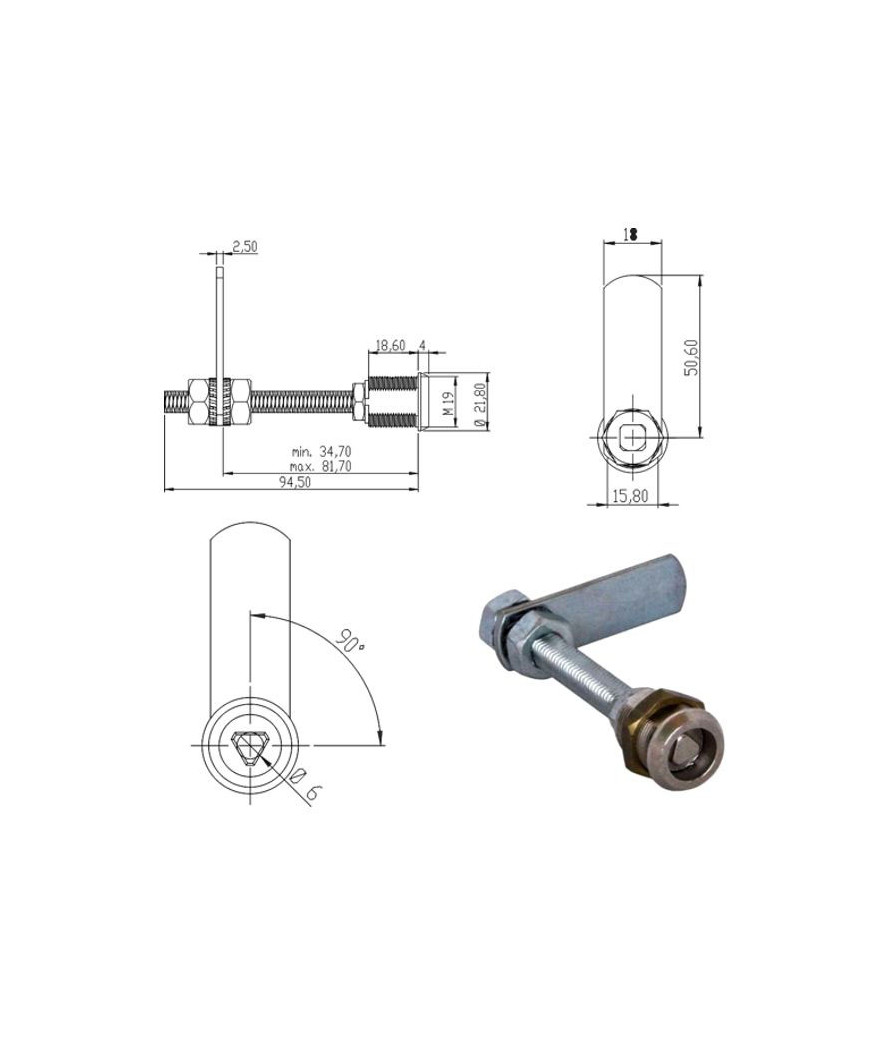 CILINDRO LEVETTA mm 20 TRIANGOLO        160500 OMR