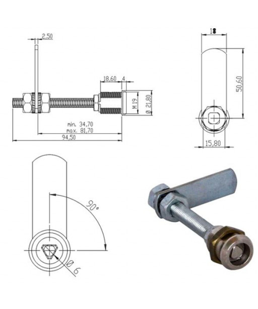 CILINDRO LEVETTA mm 20 TRIANGOLO        160500 OMR