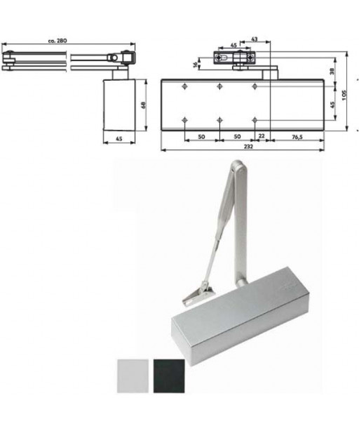 CHIUDIPORTA AERODINAMICO ARGENTO       TS 71 DORMA