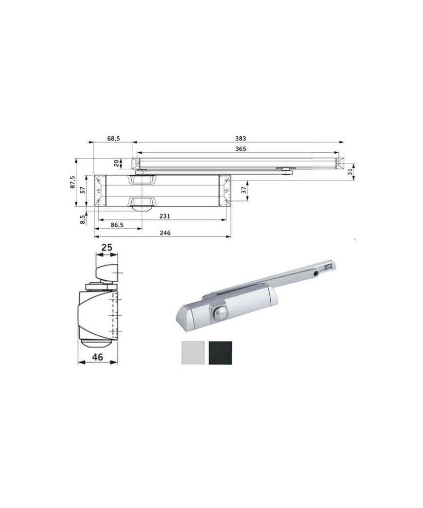 CHIUDIPORTA AERODINAMICO ARGENTO       TS 90 DORMA