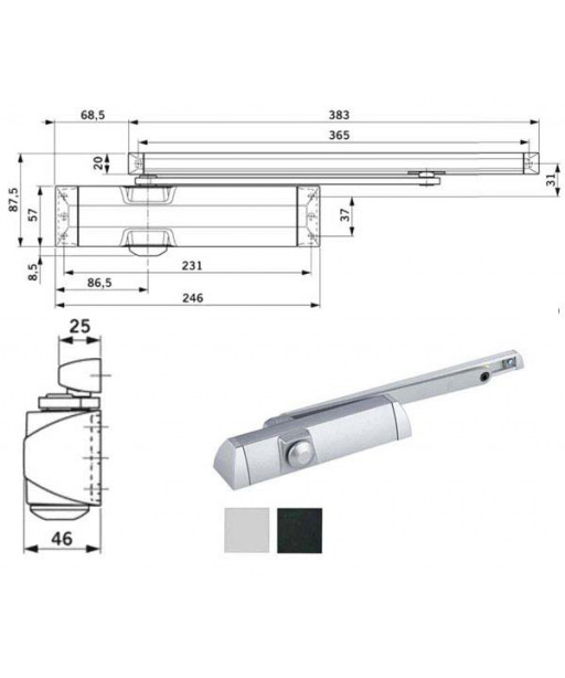 CHIUDIPORTA AERODINAMICO ARGENTO       TS 90 DORMA