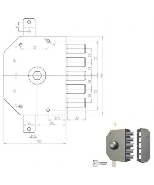 SERRATURA SIC.TRIPLICE DX POMPA           3200P CR