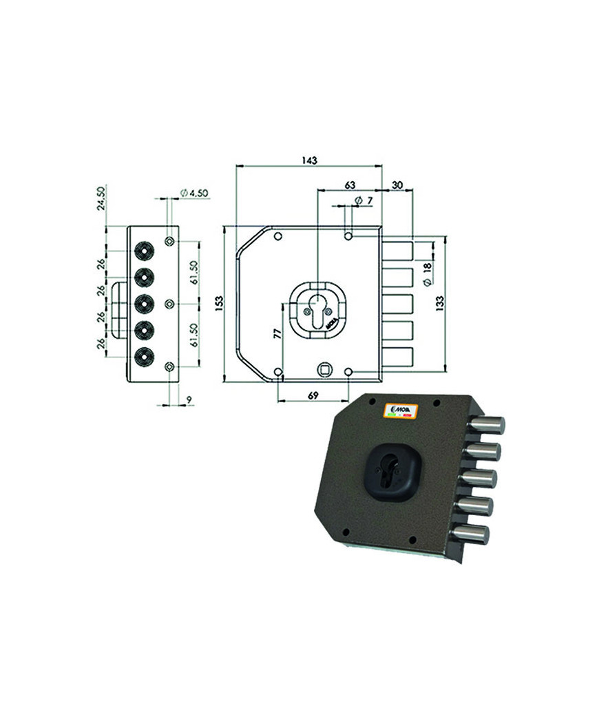 SERRATURA SIC.SEMPLICE SX CIL.           A451 MOIA