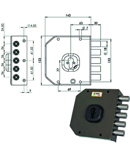 SERRATURA SIC.SEMPLICE SX CIL.           A451 MOIA