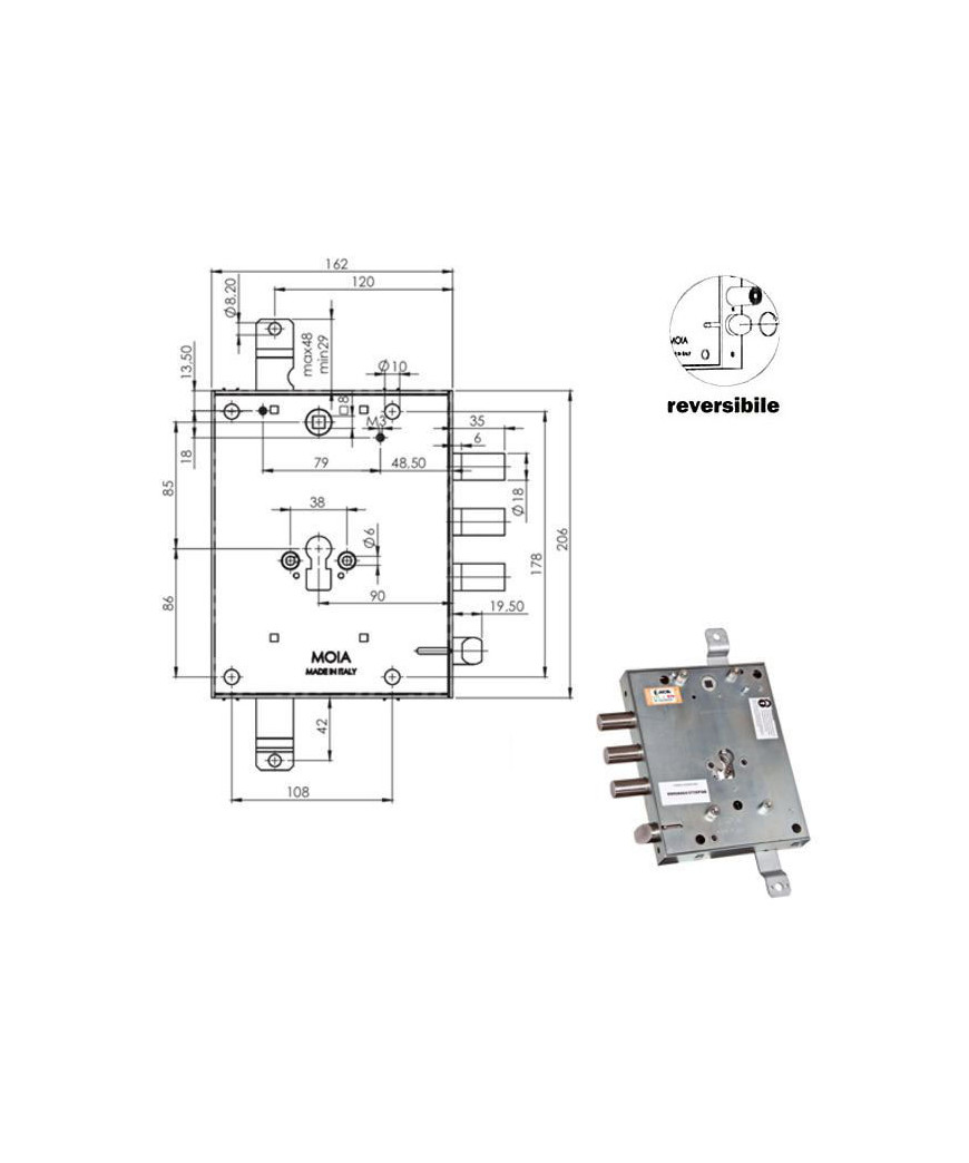 SERRATURA SIC.TRIPLICE CIL. E89   RMGA664/373 MOIA