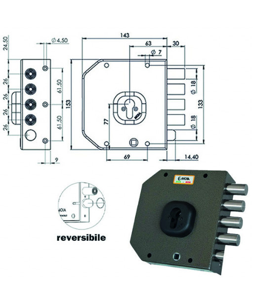 SERRATURA SIC.SEMPLICE DX CIL.           A452 MOIA