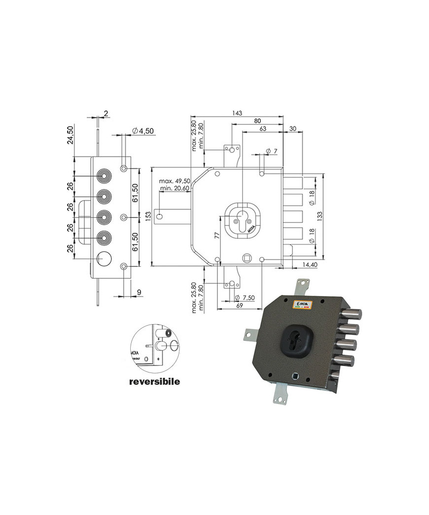 SERRATURA SIC.QUINTUPL.DX CIL.           A456 MOIA