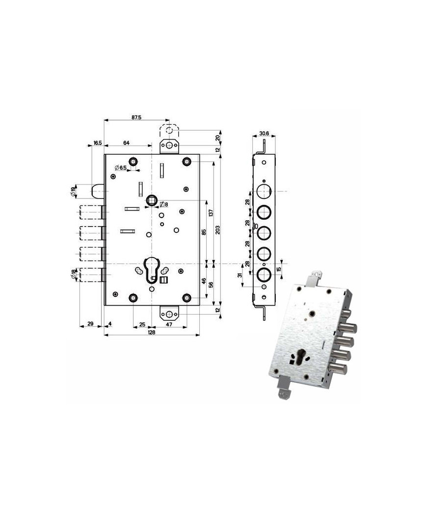 SERRATURA SIC.TRIPLICE int 28        82515 MOTTURA