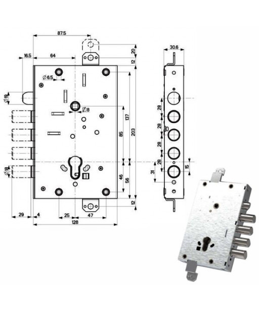 SERRATURA SIC.TRIPLICE int 28        82515 MOTTURA