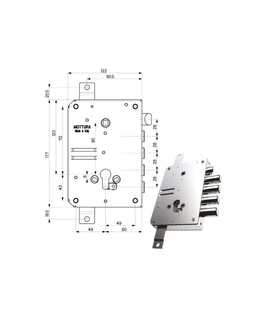 SERRATURA SIC.TRIPLICE               89B51 MOTTURA