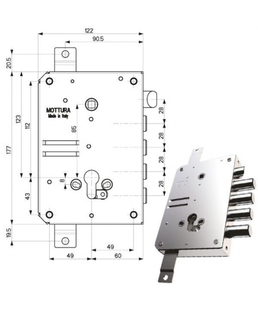 SERRATURA SIC.TRIPLICE               89B51 MOTTURA